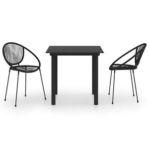 vidaXL Ensemble &agrave; manger d'ext&eacute;rieur 3 pcs Rotin PVC Noir