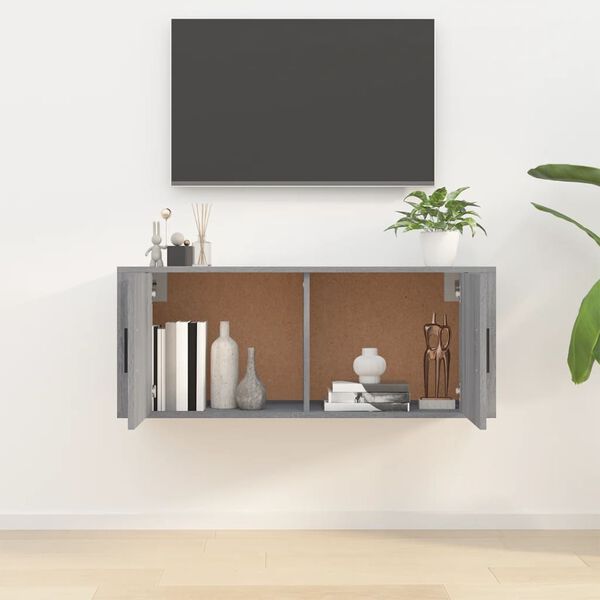 vidaXL Meuble TV mural Sonoma gris 100x34,5x40 cm