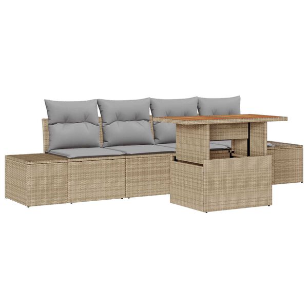 vidaXL Ensemble de salle &agrave; manger pour jardin 5 pcs Beige et gris