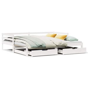 vidaXL Lit de jour avec gigogne et tiroirs sans matelas blanc 90x190cm