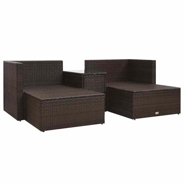 vidaXL Salon de jardin 5 pcs avec coussins Résine tressée Marron