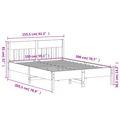 vidaXL Cadre de lit sans matelas 150x200 cm bois de pin massif