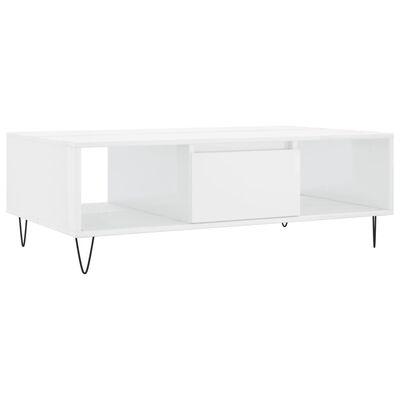 vidaXL Table basse blanc brillant 104x60x35 cm bois d'ingénierie