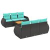 vidaXL Ensemble de canap&eacute; de jardin 7 pcs avec coussins noir r&eacute;sine tress&eacute;e