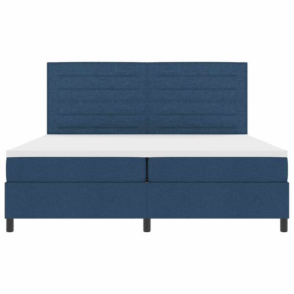 vidaXL Lit &agrave; ressorts avec matelas avec LED Bleu 200 x 200 cm tissu