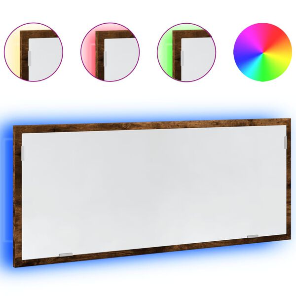 vidaXL Miroir de salle de bain &agrave; LED ch&ecirc;ne fum&eacute; bois d'ing&eacute;nierie