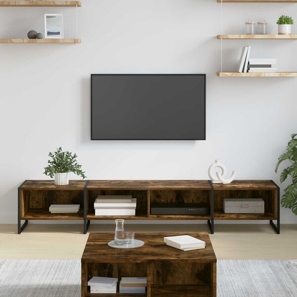 vidaXL Meuble TV Ch&ecirc;ne Fum&eacute; 170,5 x 36 x 30,5 cm Bois d'ing&eacute;nierie