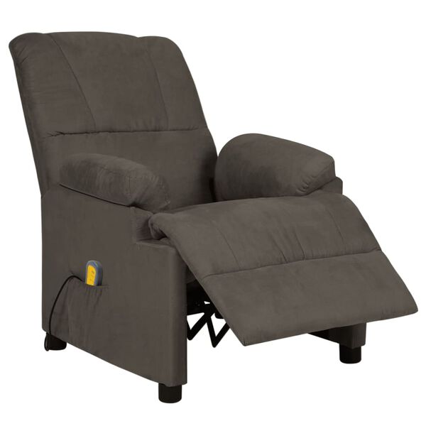 vidaXL Fauteuil de massage Gris fonc&eacute; Similicuir daim