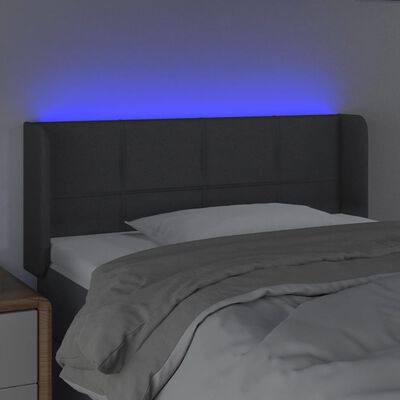 vidaXL Tête de lit à LED Gris foncé 83x16x78/88 cm Tissu