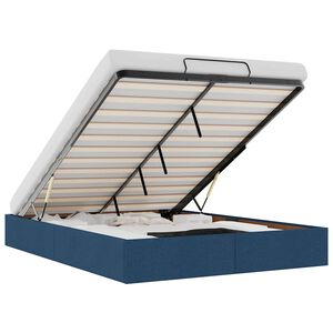 vidaXL Cadre de lit ottoman sans matelas bleu 140x200 cm tissu