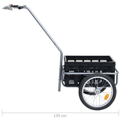 vidaXL Remorque de vélo avec boîte de transport pliable 50L noir 60 kg