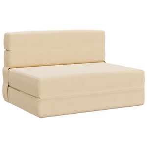 vidaXL Canap&eacute;-lit pliable Cr&egrave;me 70 x 80 x 60 cm Tissu