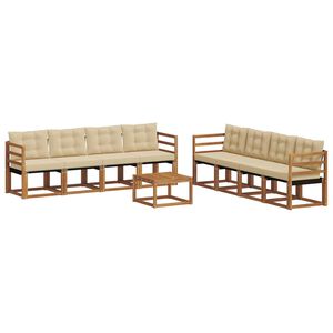 vidaXL Ensemble de canap&eacute;s d'ext&eacute;rieur 9 pc Naturel et Beige