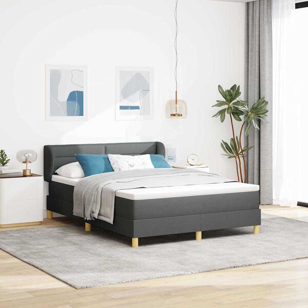 vidaXL Lit &agrave; ressorts avec matelas Gris fonc&eacute; 140 x 190 cm tissu