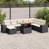 vidaXL Salon de jardin avec coussins 9 pcs noir r&eacute;sine tress&eacute;e acacia