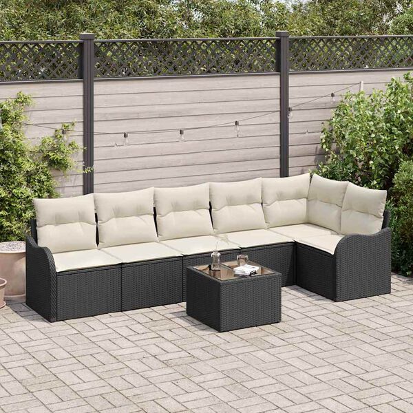 vidaXL Ensemble de canap&eacute; de jardin Noir polyrotin