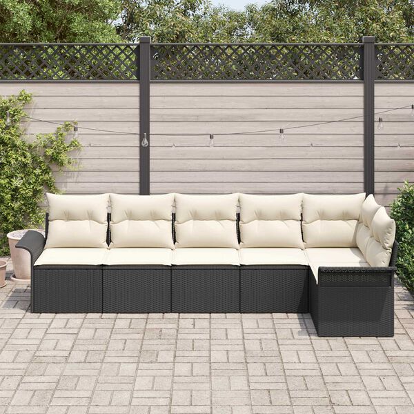 vidaXL Ensemble de canap&eacute; de jardin avec coussin 6 pcs Noir Poly rotin