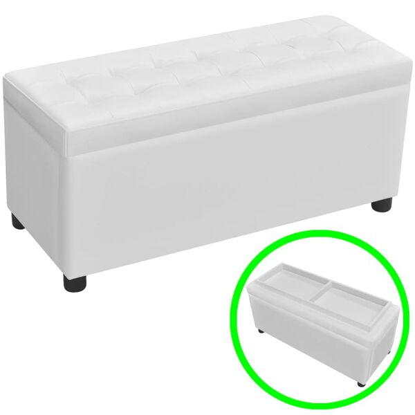 vidaXL Pouf de rangement Cuir synthétique Blanc