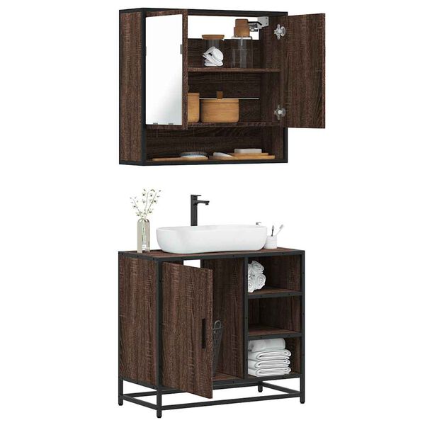 vidaXL Ensemble de meubles de salle de bain 2 pcs Chêne marron