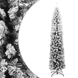 vidaXL Sapin de No&euml;l artificiel mince flocon de neige vert 210 cm PVC