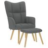 vidaXL Chaise de relaxation avec repose-pied Gris fonc&eacute; Tissu