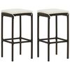 vidaXL Tabourets de bar avec coussins lot de 2 marron r&eacute;sine tress&eacute;e