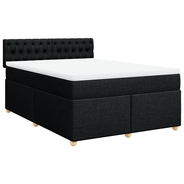 vidaXL Sommier &agrave; lattes de lit avec matelas Noir 140x190 cm Tissu