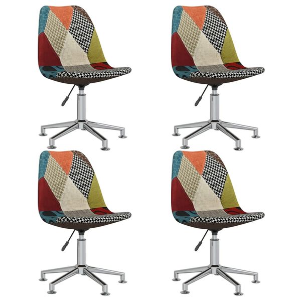 vidaXL Chaises pivotantes &agrave; manger lot de 4 Patchwork Tissu