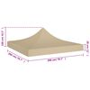vidaXL Toit de tente de r&eacute;ception 2x2 m Beige 270 g/m&sup2;