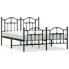 vidaXL Cadre de lit m&eacute;tal sans matelas avec pied de lit noir 135x190cm