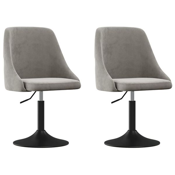 vidaXL Chaises &agrave; manger lot de 2 Gris clair Velours