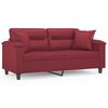 vidaXL Canap&eacute; 2 places avec oreillers bordeaux 140 cm similicuir