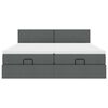VidaXL Cadre de lit ottoman avec matelas gris fonc&eacute; 180x200cm tissu