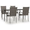 vidaXL Ensemble &agrave; manger de jardin 5 pcs Gris R&eacute;sine tress&eacute;e
