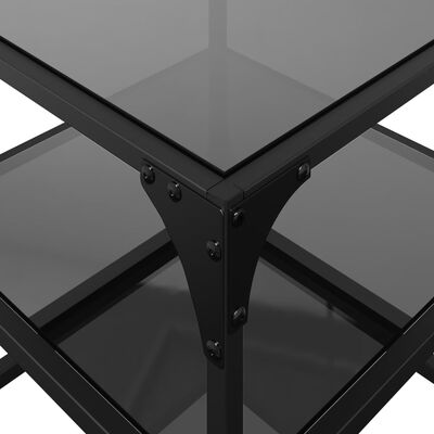 vidaXL Tables basses avec dessus en verre noir 2 pcs 40x40x45 cm acier