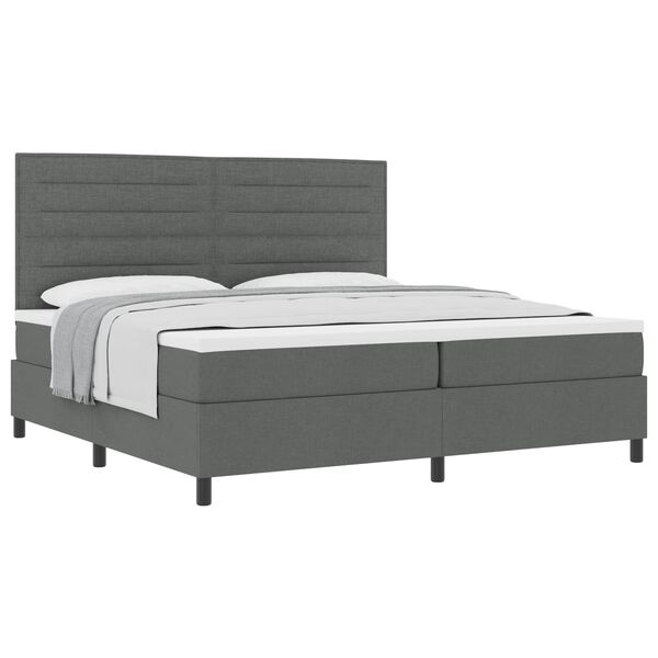 vidaXL Lit &agrave; ressorts avec matelas Gris fonc&eacute; 200 x 200 cm tissu