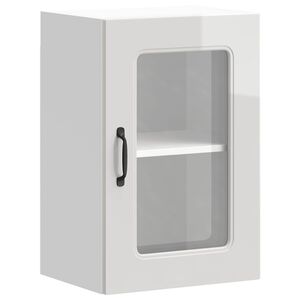 vidaXL Armoire murale de cuisine avec porte vitr&eacute;e "Kalmar" Bois d'ing&eacute;nierie blanc brillant