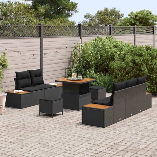 vidaXL Ensemble de canap&eacute; de jardin avec coussin 8 pcs Noir