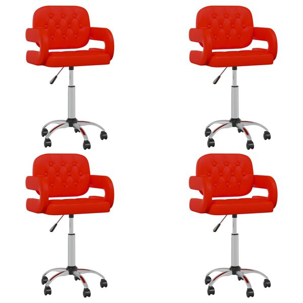 vidaXL Chaises pivotantes &agrave; manger lot de 4 rouge similicuir