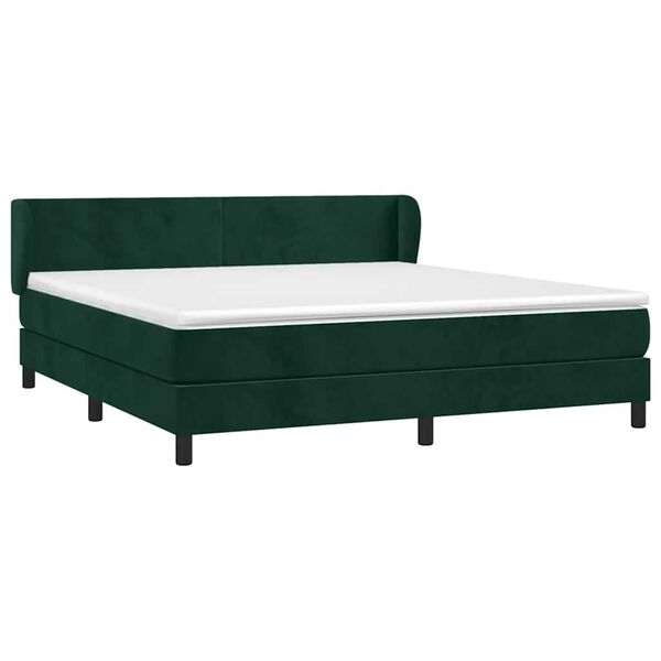 vidaXL Sommier &agrave; lattes de lit et matelas Vert fonc&eacute; 180x200cm Velours