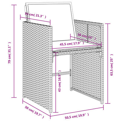 vidaXL Chaises de jardin lot de 4 avec coussins noir résine tressée