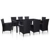 vidaXL Ensemble &agrave; d&icirc;ner d'ext&eacute;rieur 9 pcs R&eacute;sine tress&eacute;e Noir