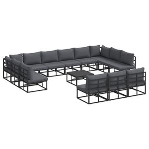 vidaXL Ensemble de canap&eacute; de jardin 14 pc Noir Aluminium