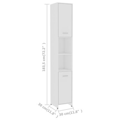 vidaXL Armoire de salle de bain Blanc 30x30x183,5 cm Bois d'ingénierie