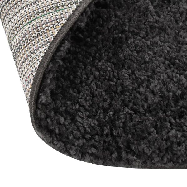 vidaXL Tapis shaggy &agrave; poils longs Cr&egrave;me et anthracite &phi;120 cm