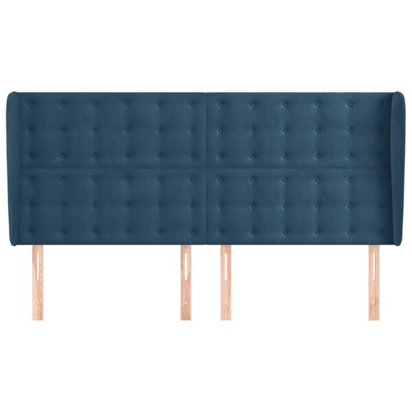 vidaXL T&ecirc;te de lit avec oreilles Bleu fonc&eacute; 183x23x118/128 cm Velours