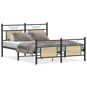 vidaXL Cadre de lit sans matelas ch&ecirc;ne sonoma 137x190 cm
