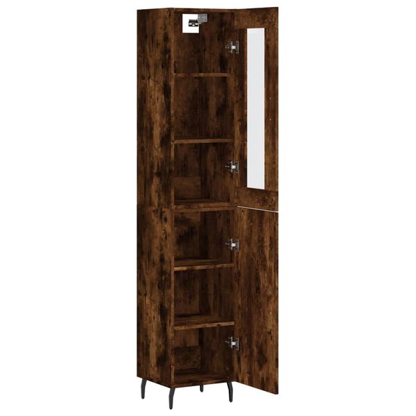 vidaXL Buffet haut Ch&ecirc;ne fum&eacute; 34,5x34x180 cm Bois d'ing&eacute;nierie