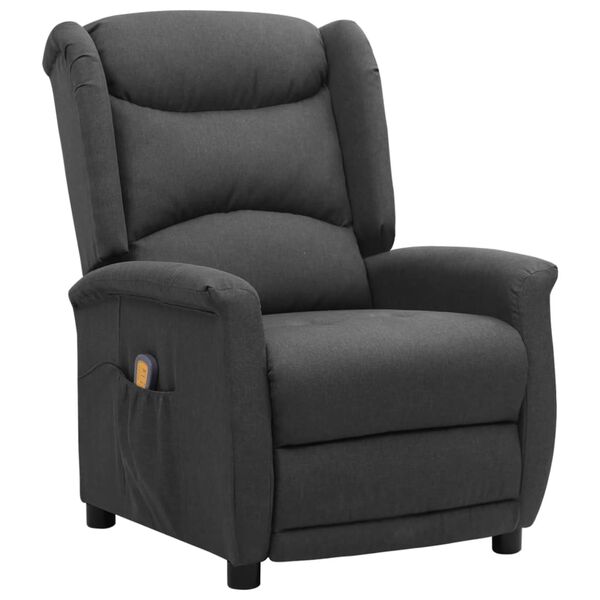 vidaXL Fauteuil de massage Gris fonc&eacute; Tissu