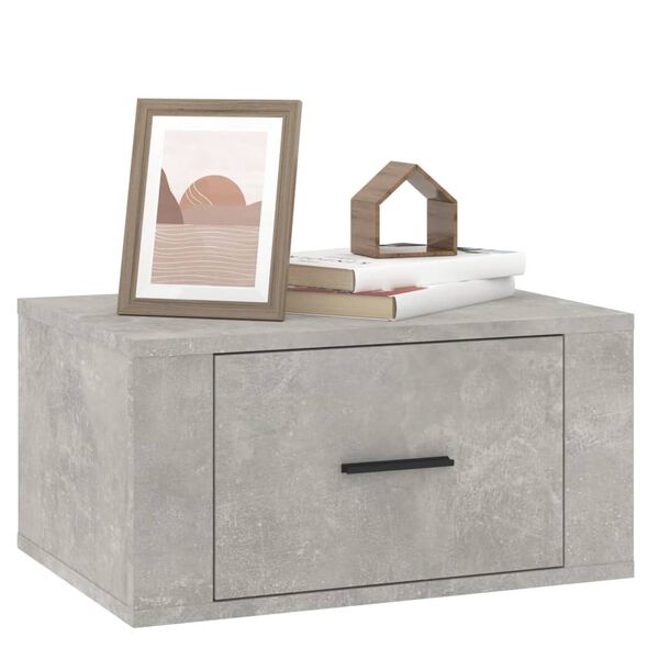vidaXL Table de chevet murale Gris béton 50x36x25 cm